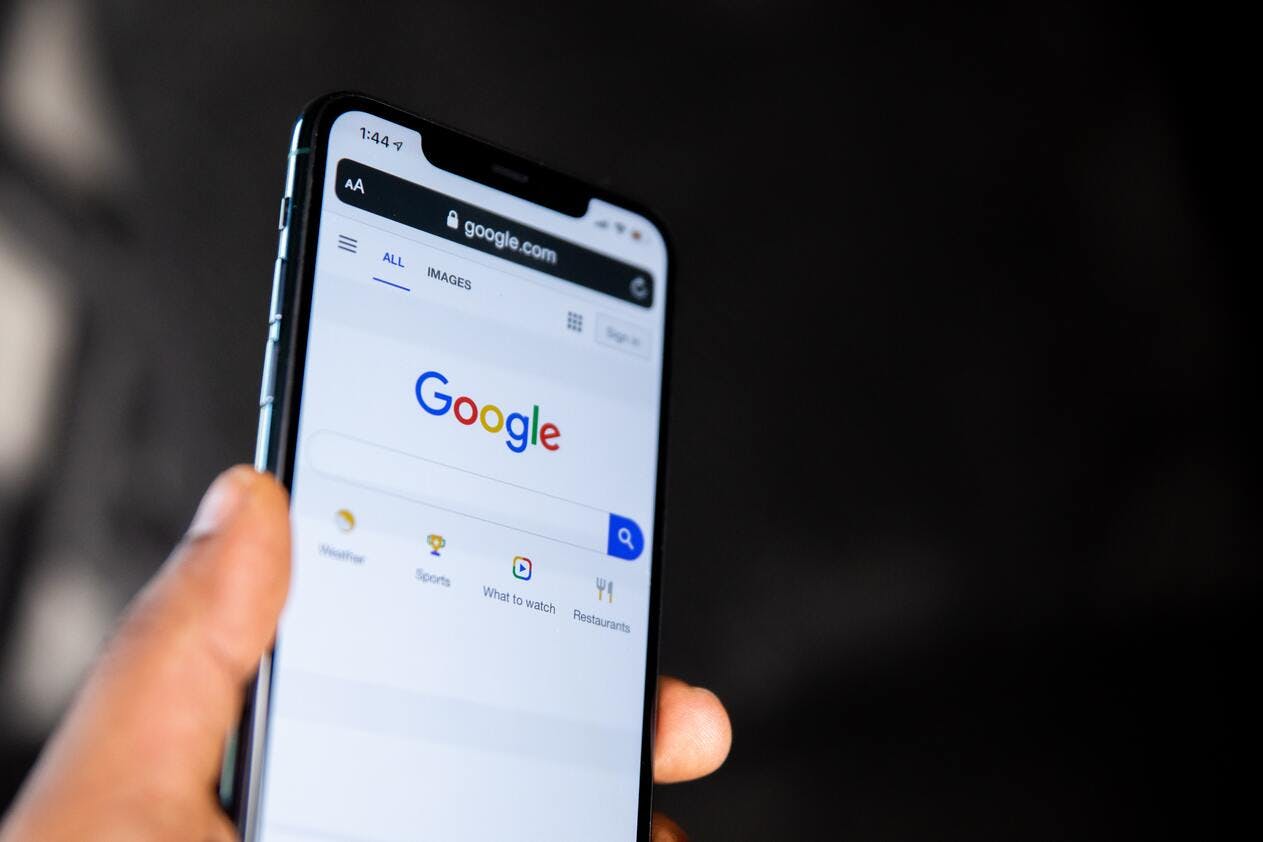 Image of Google search browser open on an iPhone